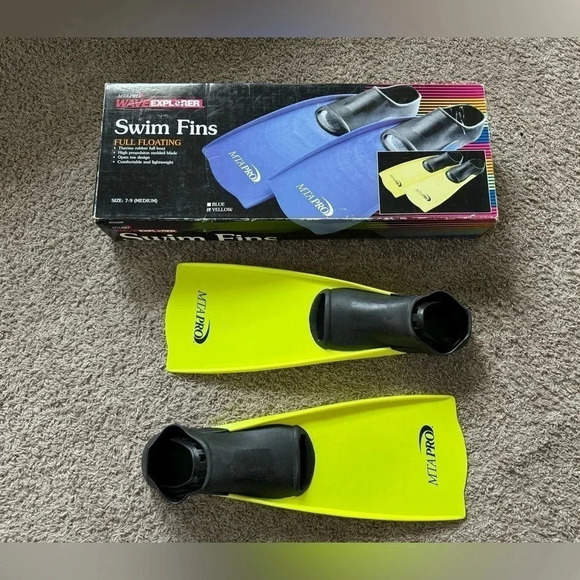 MTA PRO Full Foot Swim Fins Yellow/Black size 7-9 Medium - Picture 1 of 5